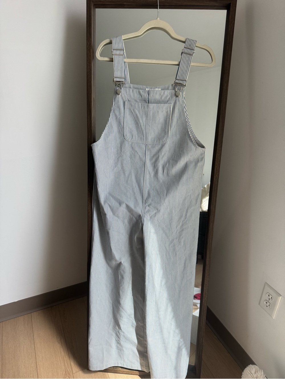 Striped Blue & White Women’s Denim-Style Overalls